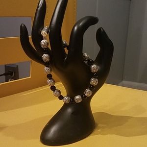 Black onyx and sterling silver bracelet